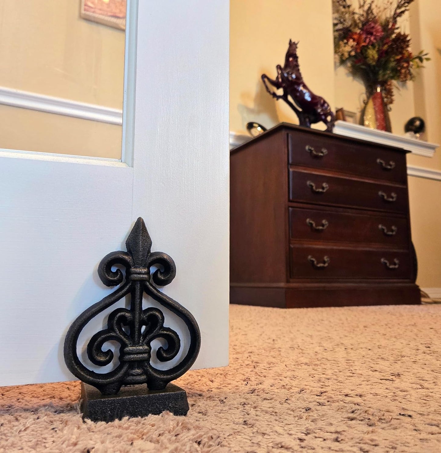 Cast Iron Fleur De Lis Door Stopper - 4.2 lbs