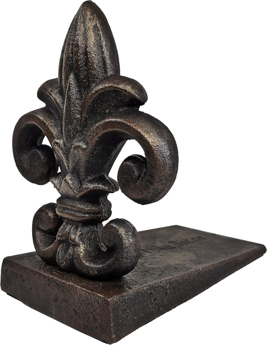 Cast Iron Fleur De Lis Door Stopper, 4 lbs 5 oz, 6.50" H, 6" L