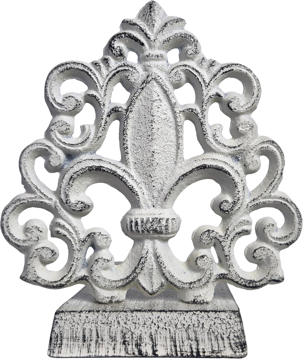 Cast Iron Fleur De Lis Door Stopper in Antique White - 4 lbs 10 oz