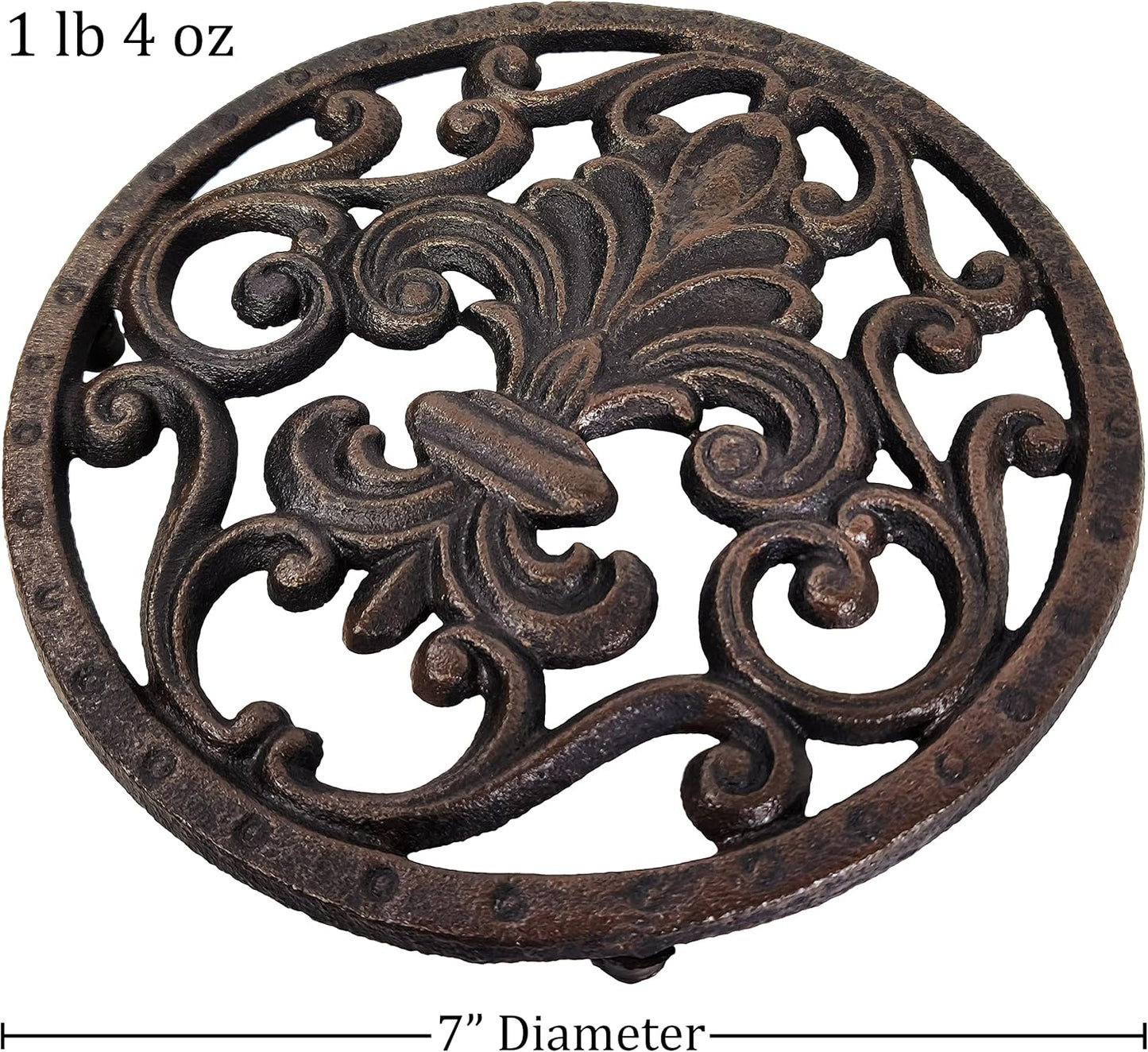 Cast Iron Circle Fleur de lis Trivet or Wall Decoration