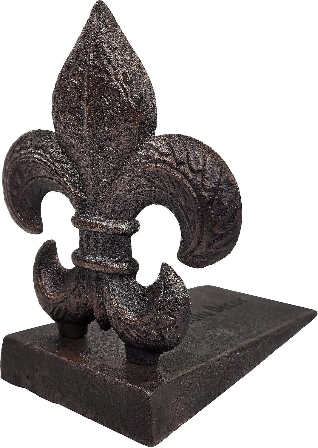 Cast Iron Fleur De Lis Door Stopper with Embossed Antique Finish, 4lbs 4oz