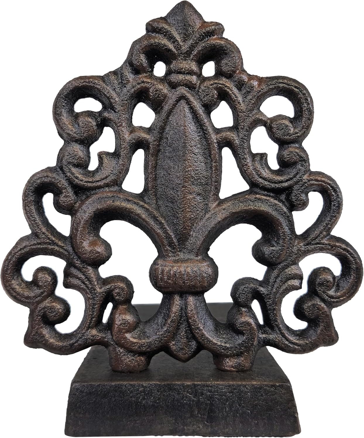 Cast Iron Fleur De Lis Door Stopper in Antique Black - 4 lbs 10 oz