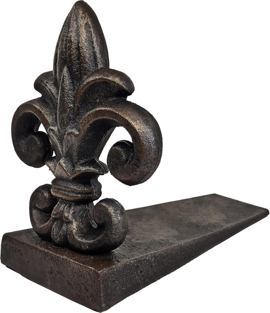 Cast Iron Fleur De Lis Door Stopper, 5 lbs 11 oz, 6.50" H, 8" L