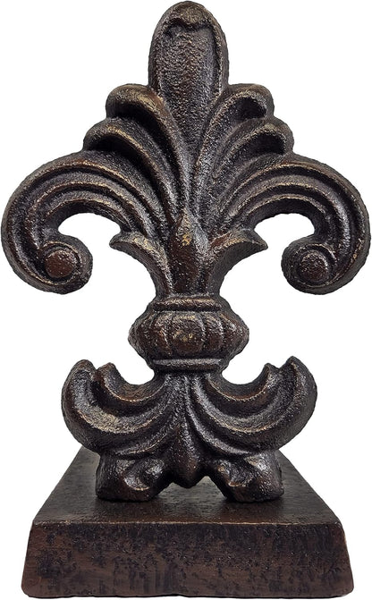 Cast Iron Fleur De Lis Royal Door Stopper in Antique Black Finish, 4lbs 1oz