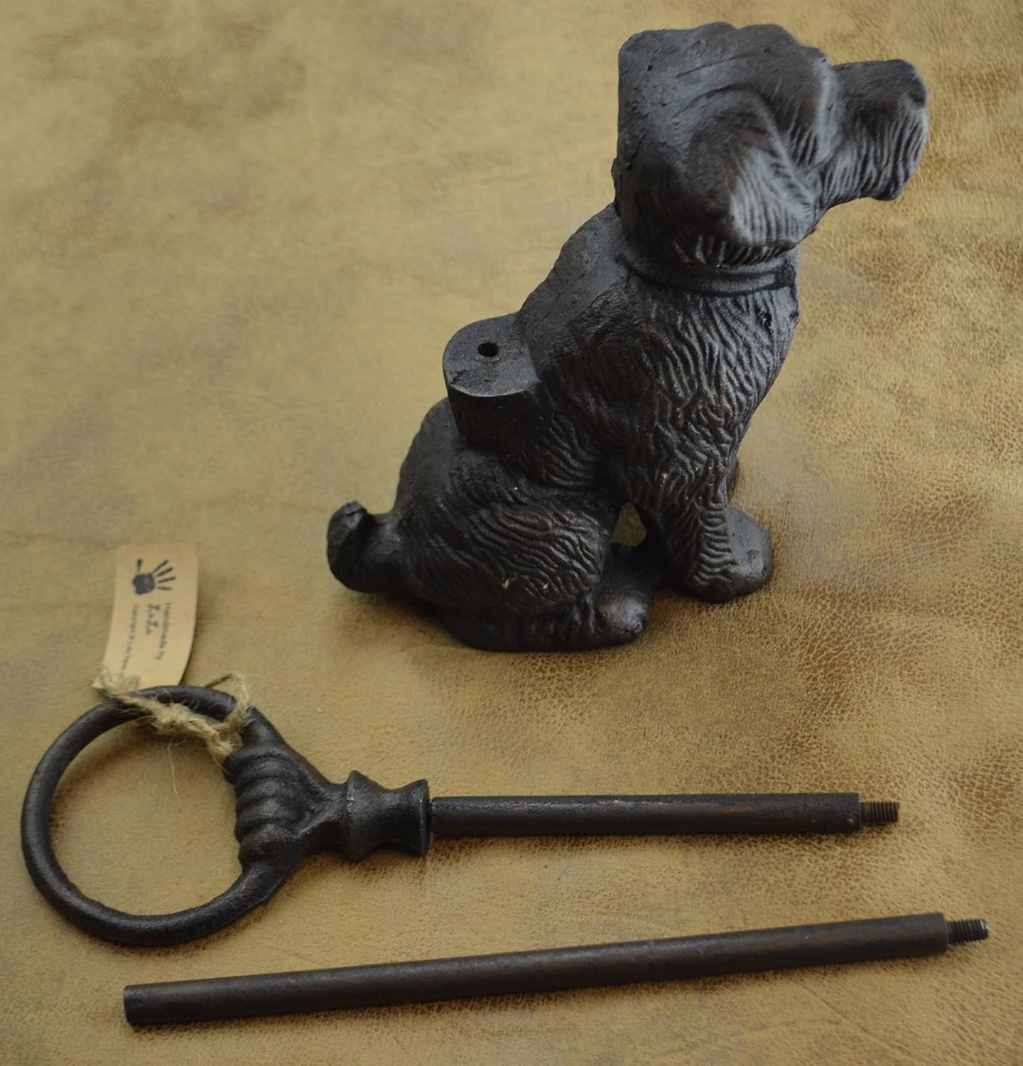 Cast Iron Decorative Dog Door Stopper with Handle