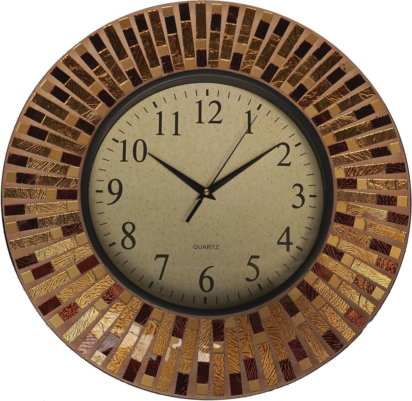 Amber Rays Mosaic Wall Clock with 9.5" Glass Dial