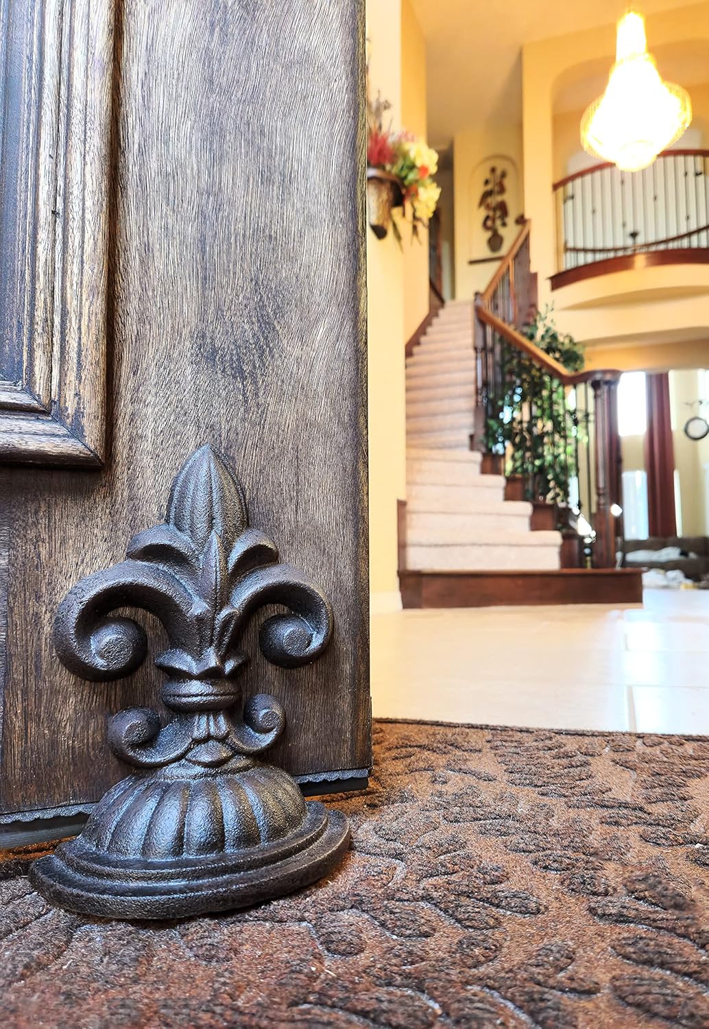 Fleur De Lis Sculpture Door Stopper, 8" x 6" x 4.5"