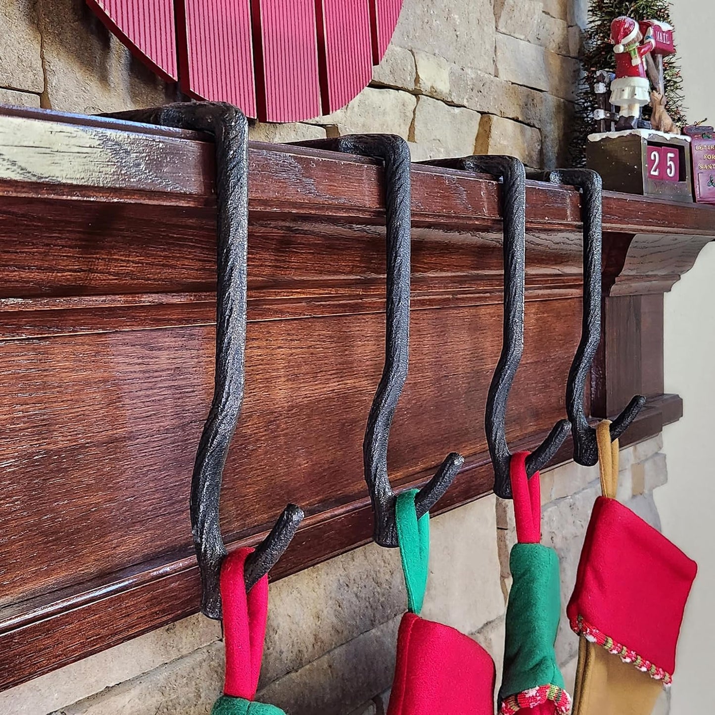 10" Branch Mantel Stocking Holder with Rubber Base