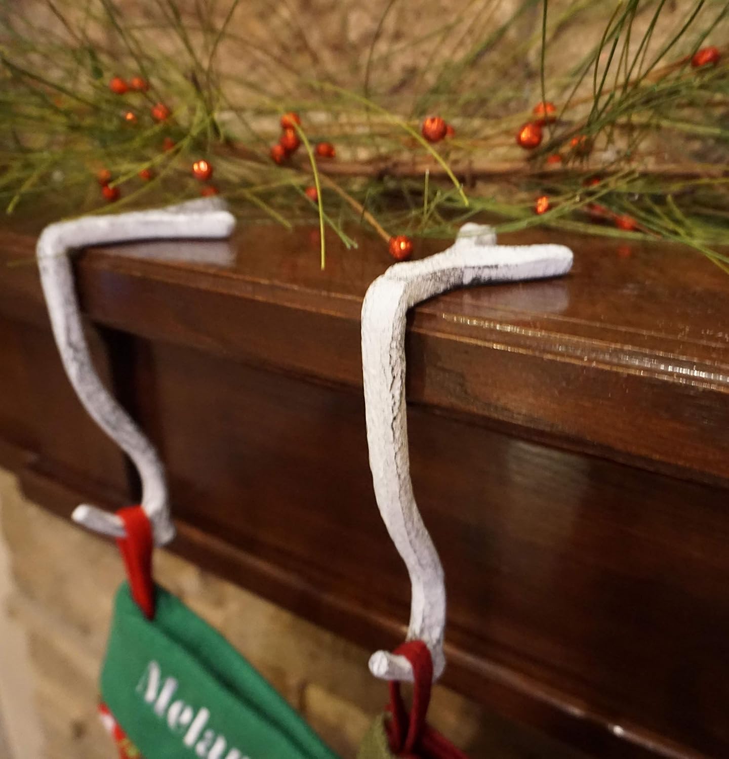 8" Branch Mantel Stocking Holder with Rubber Base