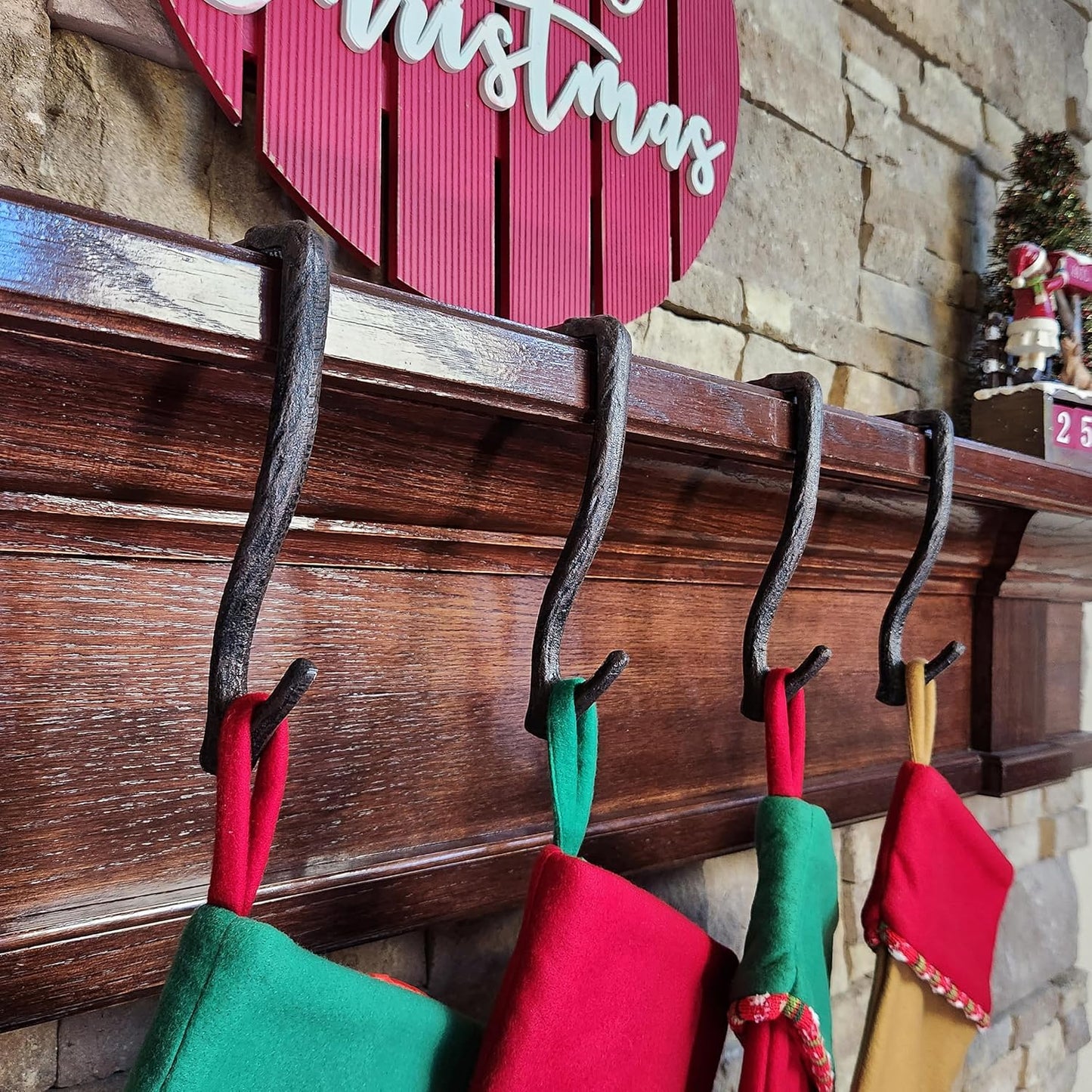 8" Branch Mantel Stocking Holder with Rubber Base