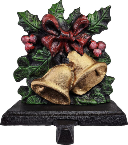 Cast Iron Bell Christmas Stocking Holder, Measures 7X 5.5 inches, Weighs 3.5 lbs