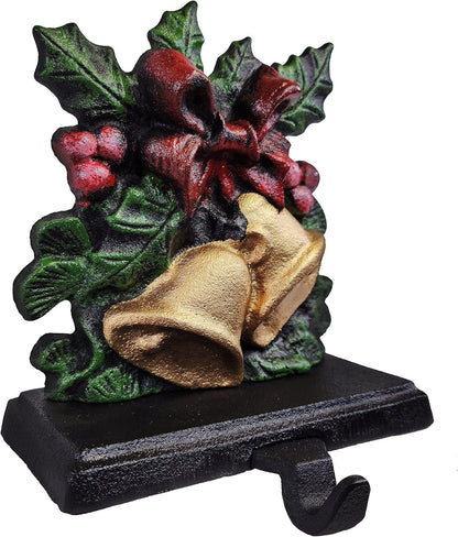 Cast Iron Bell Christmas Stocking Holder, Measures 7X 5.5 inches, Weighs 3.5 lbs