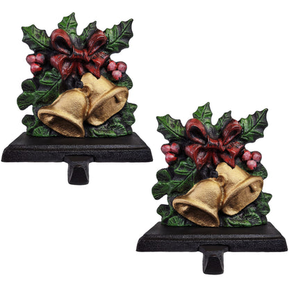 Cast Iron Bell Christmas Stocking Holder, Measures 7X 5.5 inches, Weighs 3.5 lbs